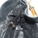 GUCCI Bamboo Hand Bag Leather 2way Black Gold 001 3754 1638 Auth th6215-15