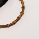 GUCCI Bamboo Hand Bag Leather 2way Black Gold 001 3754 1638 Auth th6215-7