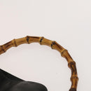 GUCCI Bamboo Hand Bag Leather 2way Black Gold 001 3754 1638 Auth th6215-8