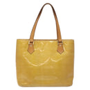 LOUIS VUITTON Monogram Vernis Houston Hand Bag Beige M91004 LV Auth th6217-13