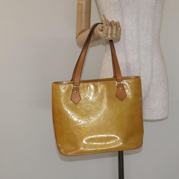 LOUIS VUITTON Monogram Vernis Houston Hand Bag Beige M91004 LV Auth th6217