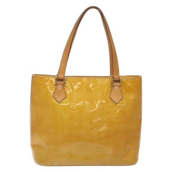 LOUIS VUITTON Monogram Vernis Houston Hand Bag Beige M91004 LV Auth th6217