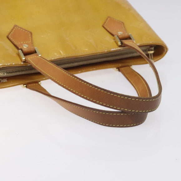 LOUIS VUITTON Monogram Vernis Houston Hand Bag Beige M91004 LV Auth th6217
