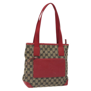 GUCCI GG Canvas Tote Bag Beige Gold Red 019 0402 1705 Auth th6226