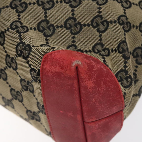 GUCCI GG Canvas Tote Bag Beige Gold Red 019 0402 1705 Auth th6226