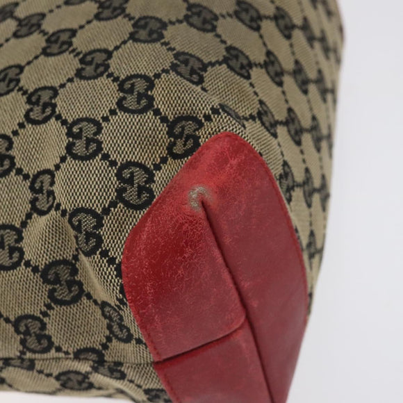 GUCCI GG Canvas Tote Bag Beige Gold Red 019 0402 1705 Auth th6226