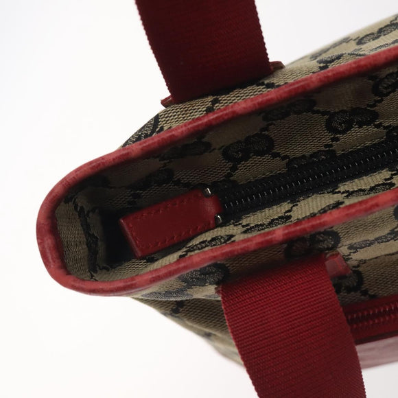 GUCCI GG Canvas Tote Bag Beige Gold Red 019 0402 1705 Auth th6226