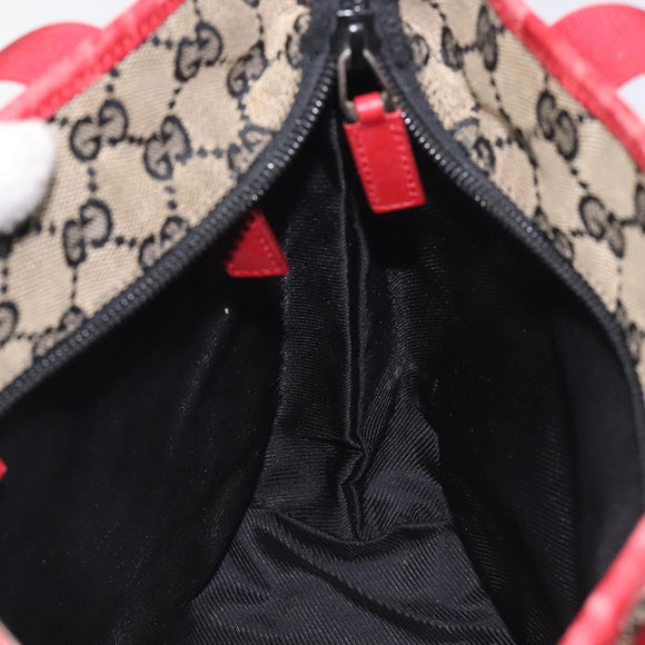 GUCCI GG Canvas Tote Bag Beige Gold Red 019 0402 1705 Auth th6226