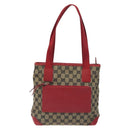 GUCCI GG Canvas Tote Bag Beige Gold Red 019 0402 1705 Auth th6226-13