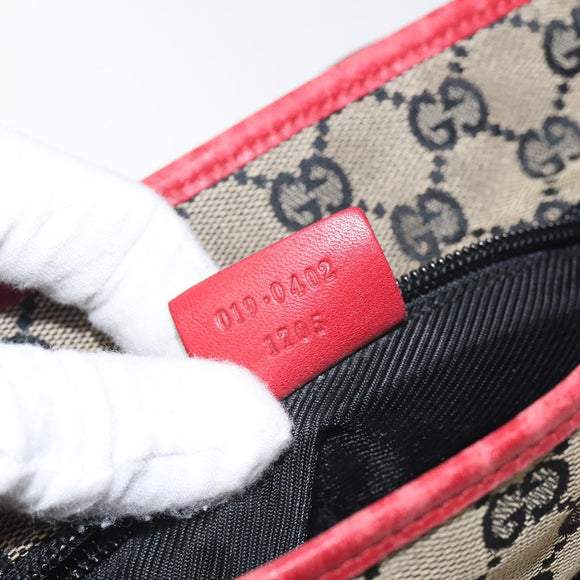 GUCCI GG Canvas Tote Bag Beige Gold Red 019 0402 1705 Auth th6226