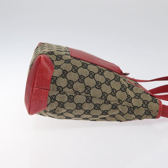 GUCCI GG Canvas Tote Bag Beige Gold Red 019 0402 1705 Auth th6226
