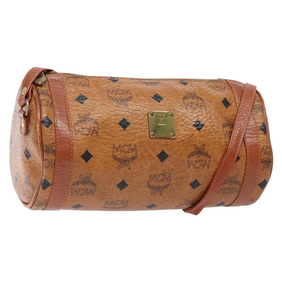 MCM Logogram Vicetos Shoulder Bag PVC Leather Brown Gold Auth th6240