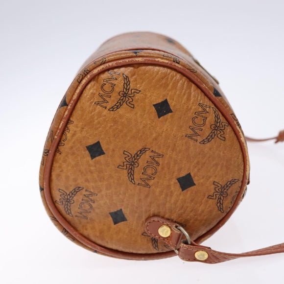 MCM Logogram Vicetos Shoulder Bag PVC Leather Brown Gold Auth th6240