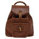 GUCCI Bamboo Backpack Leather Brown Gold 003 1705 0030 Auth th6241-13