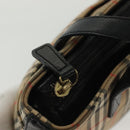 BURBERRY Nova Check Hand Bag Canvas Beige Gold Auth th6248-15