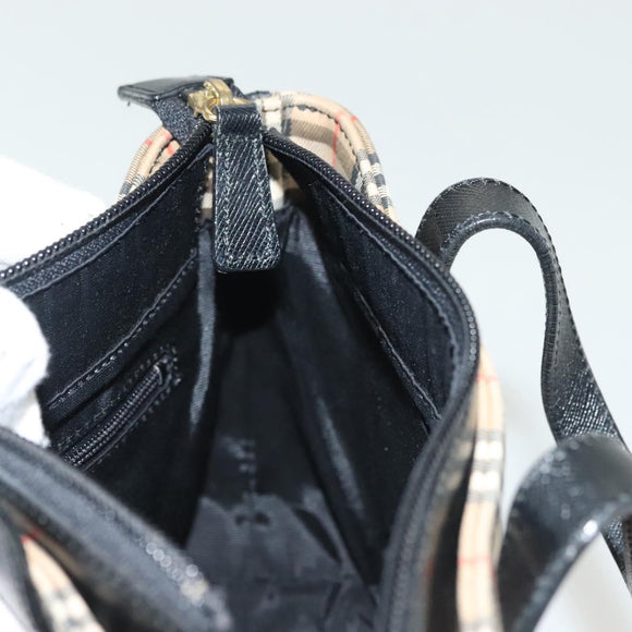 BURBERRY Nova Check Hand Bag Canvas Beige Gold Auth th6248