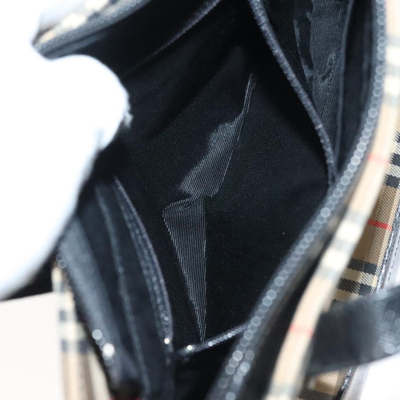 BURBERRY Nova Check Hand Bag Canvas Beige Gold Auth th6248