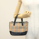 BURBERRY Nova Check Hand Bag Canvas Beige Gold Auth th6248-20