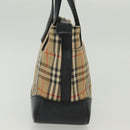 BURBERRY Nova Check Hand Bag Canvas Beige Gold Auth th6248-4