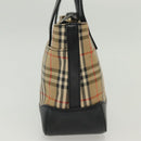 BURBERRY Nova Check Hand Bag Canvas Beige Gold Auth th6248-5
