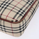 BURBERRY Nova Check Shoulder Bag Canvas Beige Silver Auth th6249-14