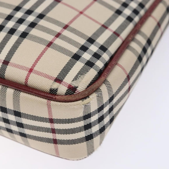 BURBERRY Nova Check Shoulder Bag Canvas Beige Silver Auth th6249