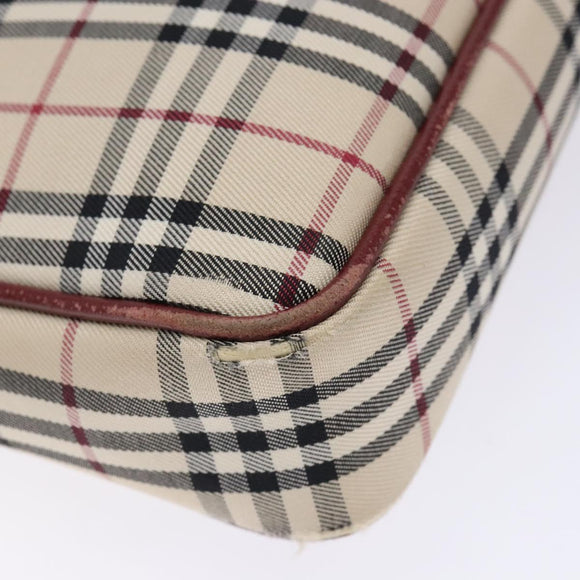 BURBERRY Nova Check Shoulder Bag Canvas Beige Silver Auth th6249