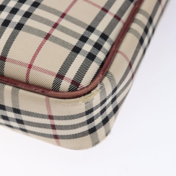 BURBERRY Nova Check Shoulder Bag Canvas Beige Silver Auth th6249