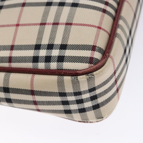 BURBERRY Nova Check Shoulder Bag Canvas Beige Silver Auth th6249