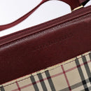 BURBERRY Nova Check Shoulder Bag Canvas Beige Silver Auth th6249-17