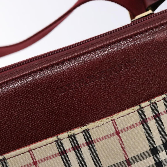 BURBERRY Nova Check Shoulder Bag Canvas Beige Silver Auth th6249