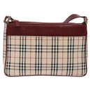 BURBERRY Nova Check Shoulder Bag Canvas Beige Silver Auth th6249-13