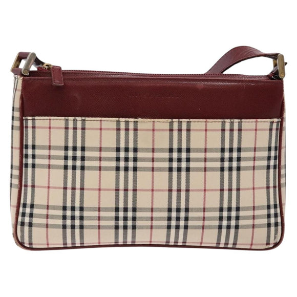 BURBERRY Nova Check Shoulder Bag Canvas Beige Silver Auth th6249