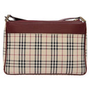 BURBERRY Nova Check Shoulder Bag Canvas Beige Silver Auth th6249-2