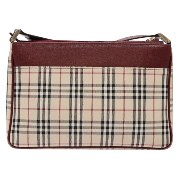 BURBERRY Nova Check Shoulder Bag Canvas Beige Silver Auth th6249