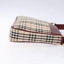 BURBERRY Nova Check Shoulder Bag Canvas Beige Silver Auth th6249-3