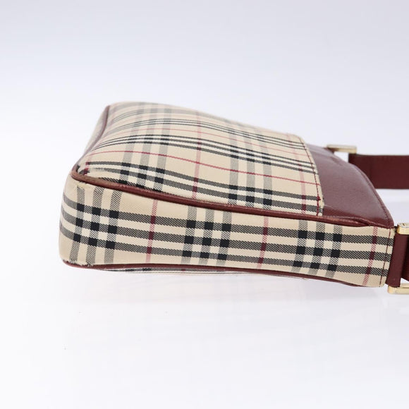 BURBERRY Nova Check Shoulder Bag Canvas Beige Silver Auth th6249