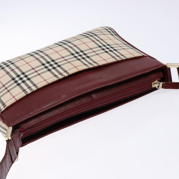 BURBERRY Nova Check Shoulder Bag Canvas Beige Silver Auth th6249