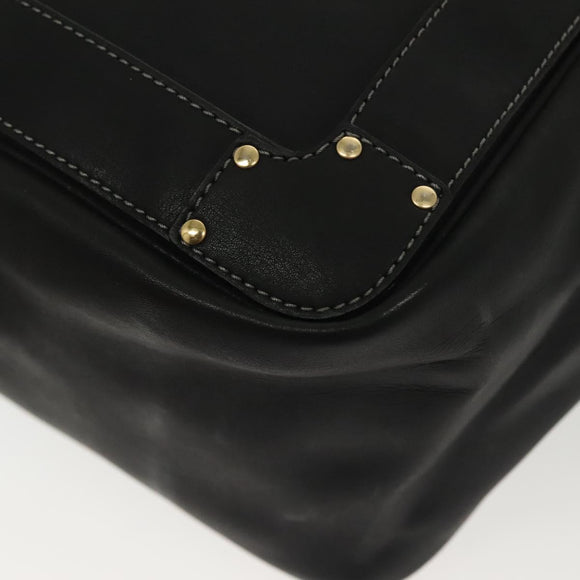 Chloe Shoulder Bag Leather Black Gold Auth th6258