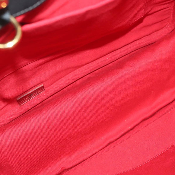 Chloe Shoulder Bag Leather Black Gold Auth th6258