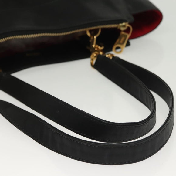 Chloe Shoulder Bag Leather Black Gold Auth th6258