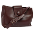 CARTIER Shoulder Bag Leather Bordeaux Gold Auth th6259-1