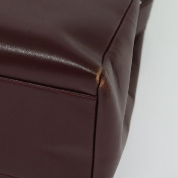CARTIER Shoulder Bag Leather Bordeaux Gold Auth th6259