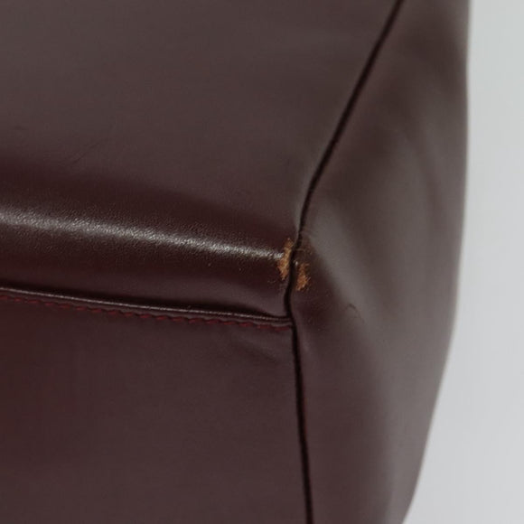 CARTIER Shoulder Bag Leather Bordeaux Gold Auth th6259