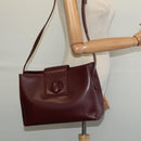 CARTIER Shoulder Bag Leather Bordeaux Gold Auth th6259-21