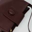CARTIER Shoulder Bag Leather Bordeaux Gold Auth th6259-6