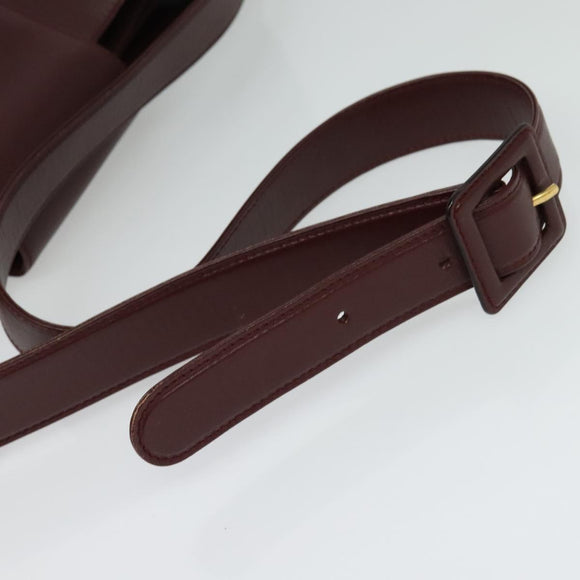 CARTIER Shoulder Bag Leather Bordeaux Gold Auth th6259