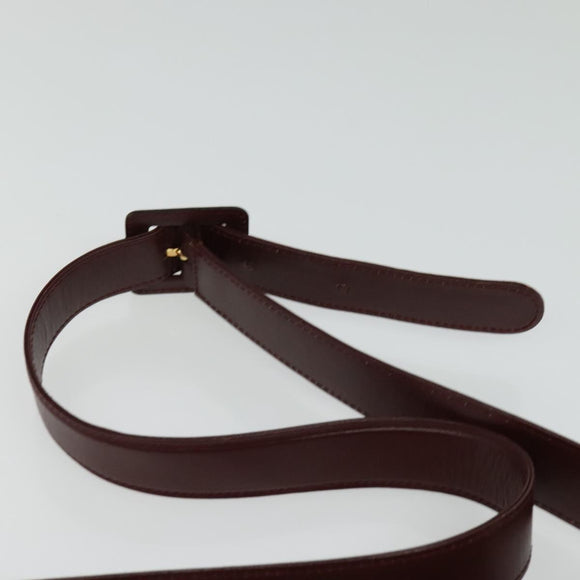 CARTIER Shoulder Bag Leather Bordeaux Gold Auth th6259