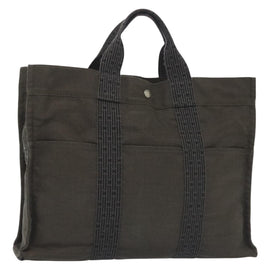 HERMES Fourre Tout MM Hand Bag Canvas Gray Auth th6264