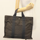 HERMES Fourre Tout MM Hand Bag Canvas Gray Auth th6264-21